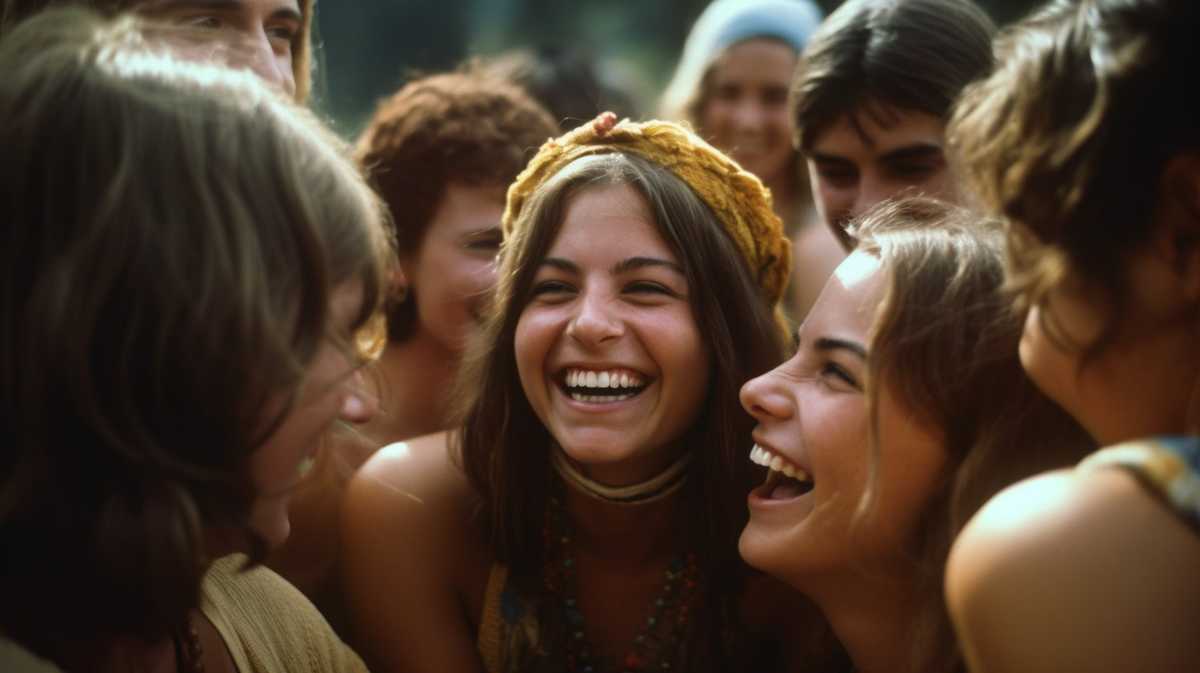 Grupo de mujeres mirándose y sonriendo